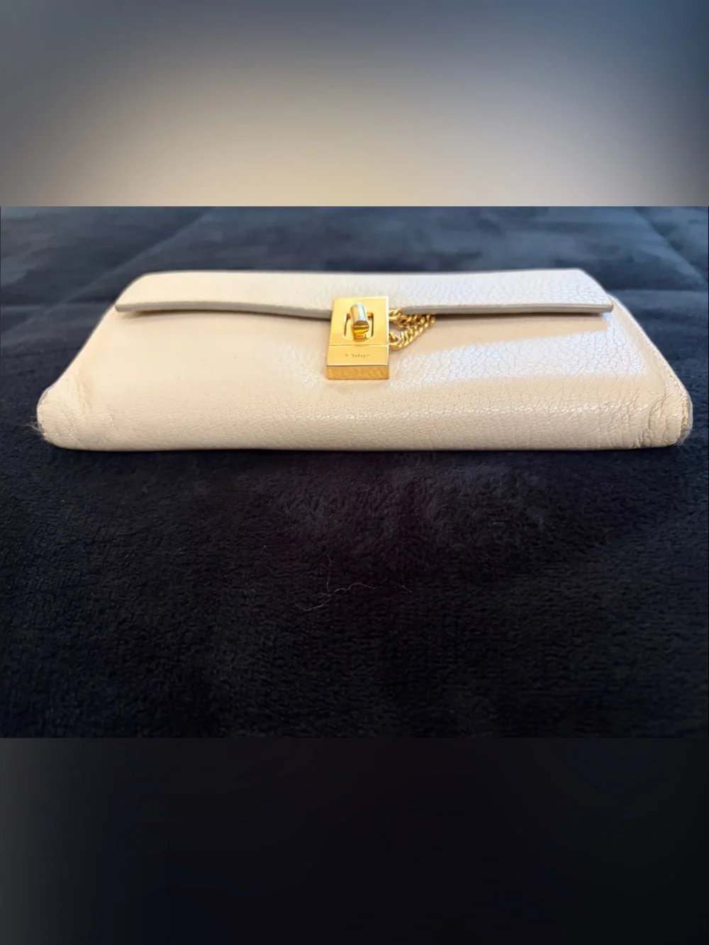 Chloe Cream Leather Chain-Accent wallet